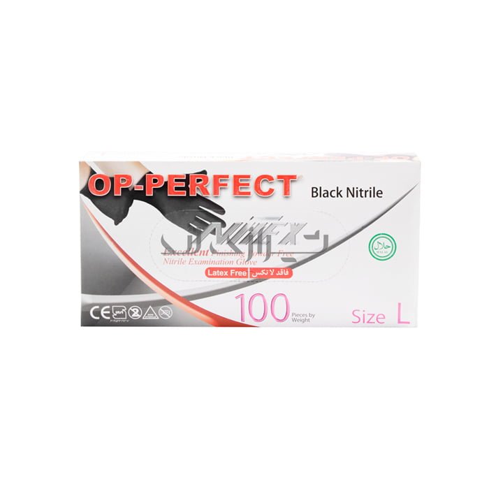 د قفازات النتريل السوداء (L بدون مسحوق)